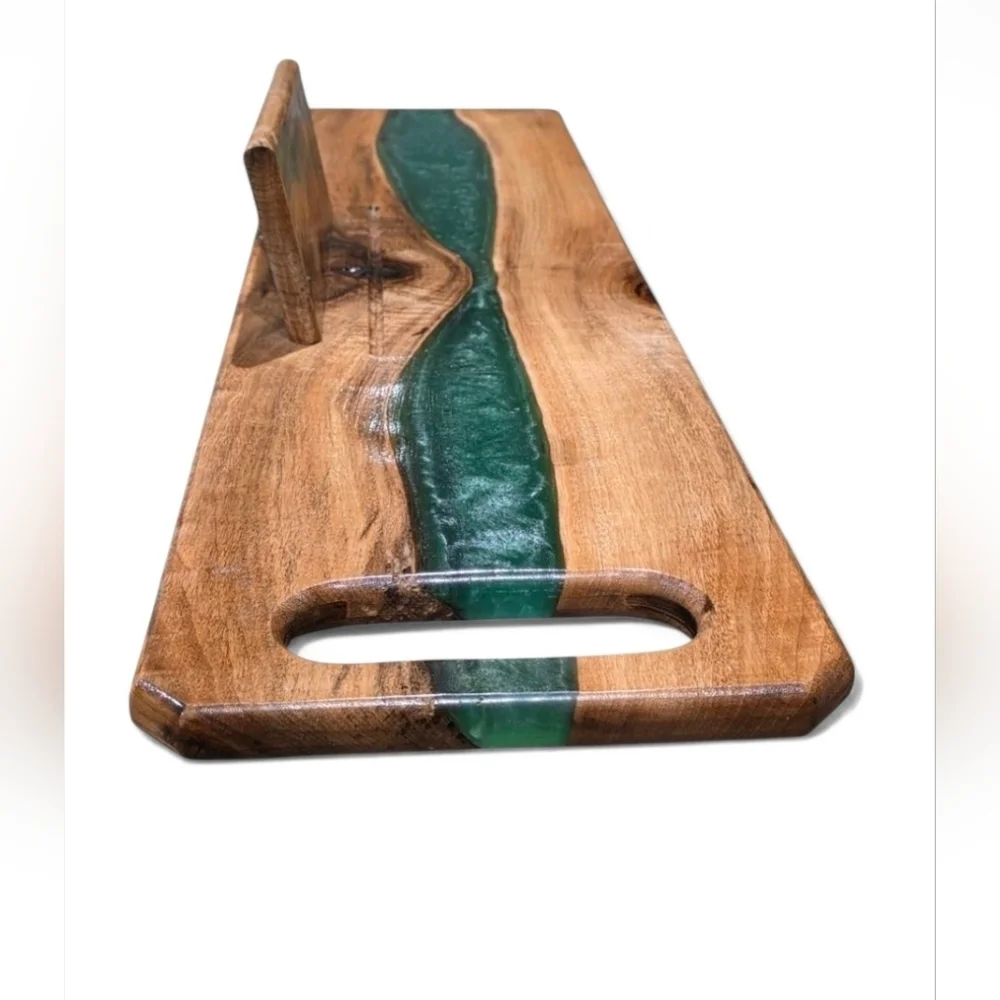 Handmade Bath Board- Myrtlewood W/ Green Accent